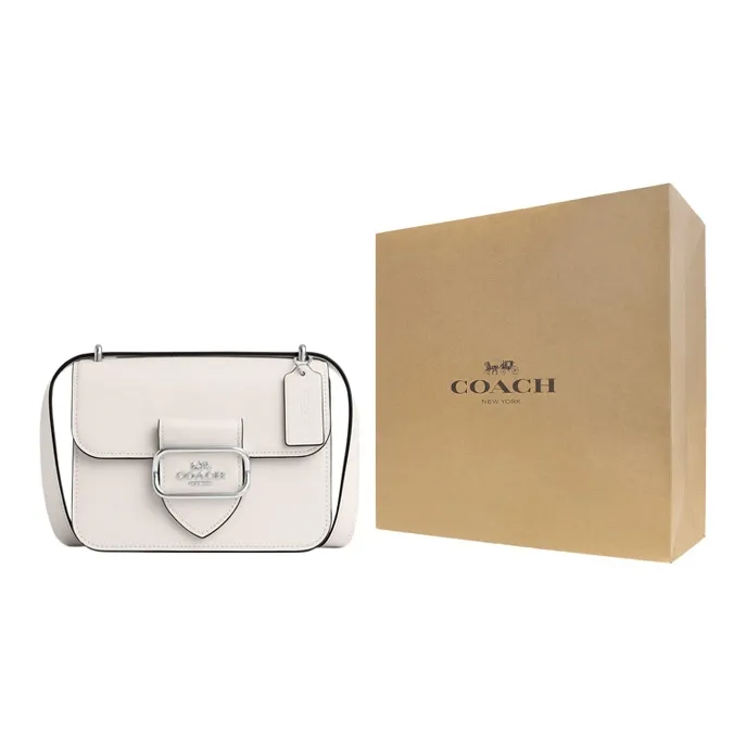 COACH Cow Leather Square Bag, Shoulder Bag, Crossbody Bag Trumpets Women's Glacier White-6