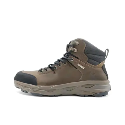 HIWALK Mid Top Outdoor Shoes Men's Tea Brown