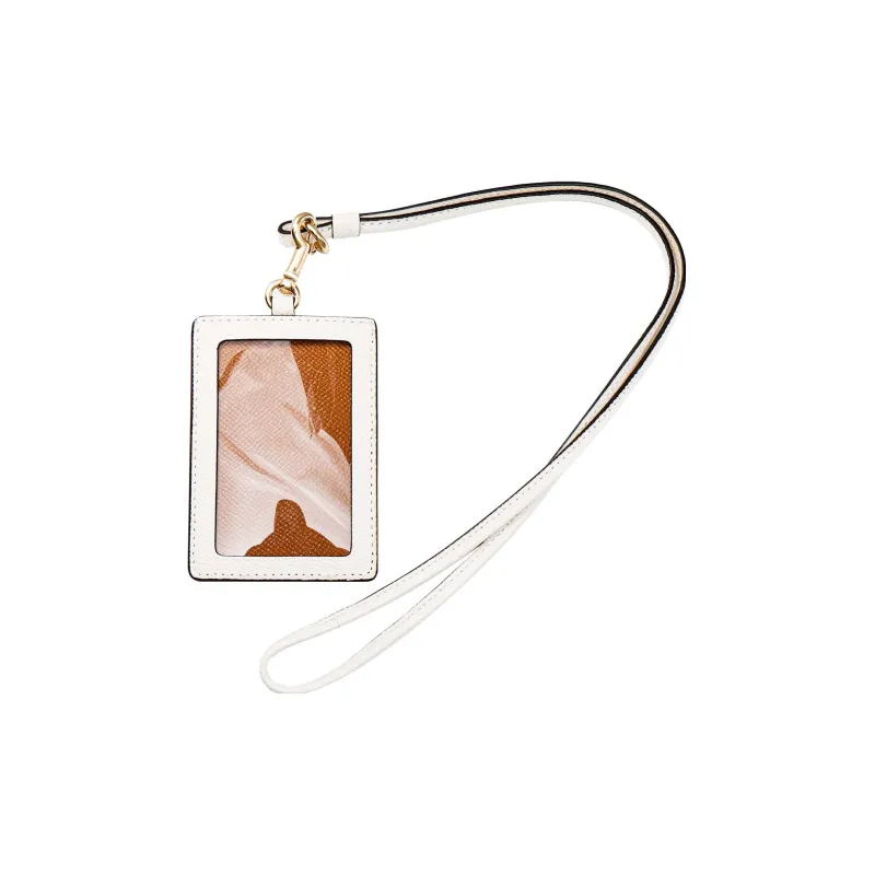 COACH Lanyard PVC Leather Card Holder Regular Women's White-2