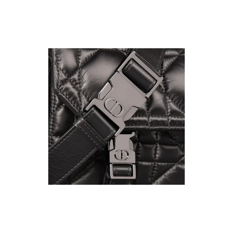 DIOR DiorCamp Cow Leather Messenger Bag Shoulder Bag Crossbody Bag Small Size Women's Black Silver-6