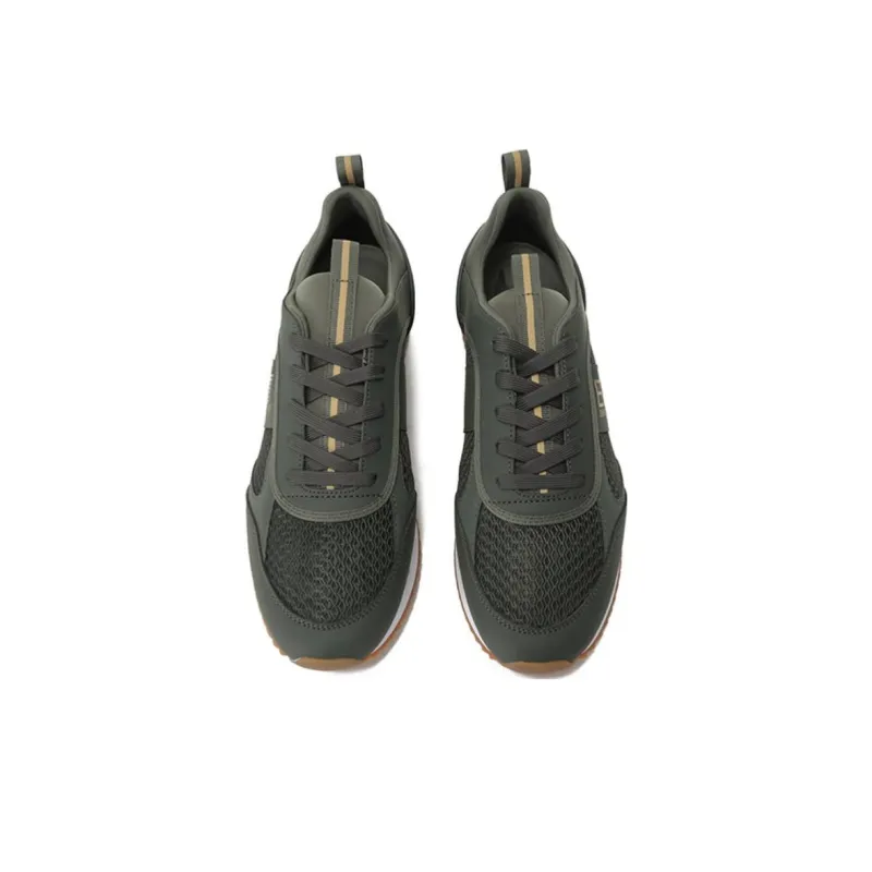 EMPORIO ARMANI EA7 Breathable Low Top Casual Shoes 2.5cm Unisex Green Gold-3