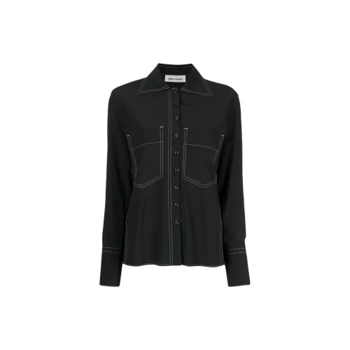 LOW CLASSIC Contrasting-stitch Straight-cut Shirt