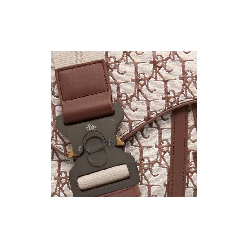 DIOR CACTUS JACK Collaboration Jacquard Fabric Saddle Bag Crossbody Shoulder Bag Women's Coffee-3