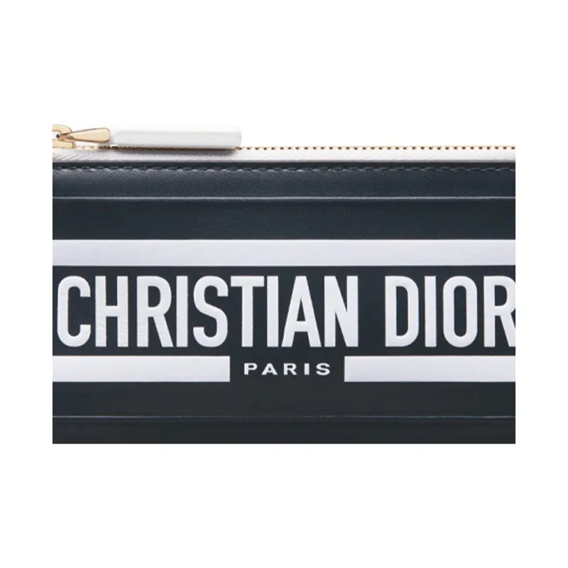 DIOR Calfskin Key Pouch Storage Bag Clutch Women's Blue-3