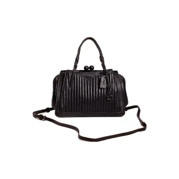 COACH Kisslock Nappa Leather Boston Bag One Shoulder Handbag Crossbody Bag Small Size Women's Tin/Black