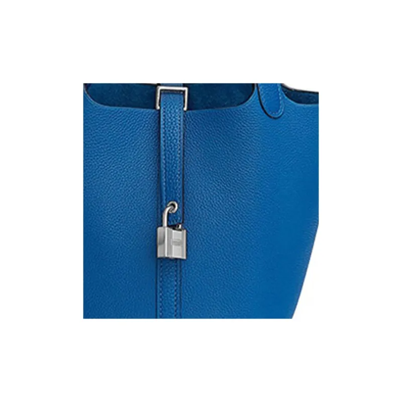 HERMES Picotin Lock Maurice Calfskin Basket Bag Handbag Bucket Bag Women's 71 Bleu France French Blue-5