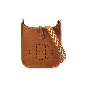 HERMES Evelyne Cow Leather Shoulder Bag Crossbody Bag Mini Women's Gold Brown