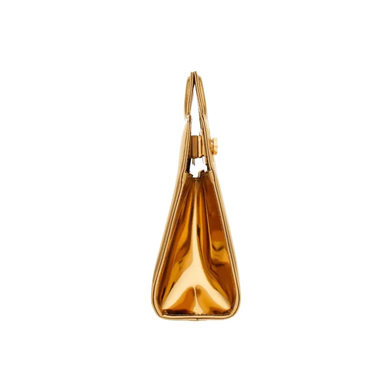 FERRAGAMO Mirror Finish Layered Calfskin Shoulder Bag Crossbody Bag Handbag Mini Women's Gold-1