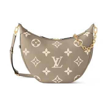 LOUIS VUITTON Loop Grained Cow Leather Shoulder Bag Crossbody Bag Regular Women's Dove Gray With Cream Accents