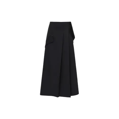 REINEREN Casual Long Skirts Women's Black