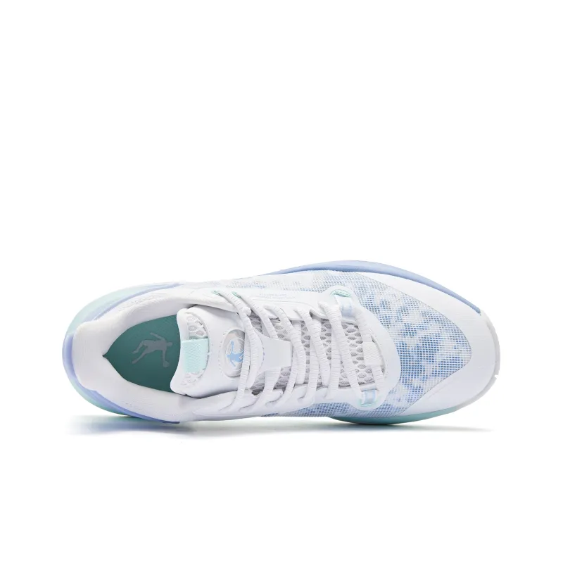 QIAODAN Poisonous Fangs TEAM Cushioning Wear Resistant Low Top Basketball Shoes Men's White-3