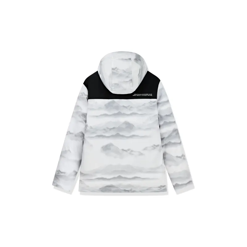 QIAODAN Down Jackets Men Snow Mountains Print/Black-1