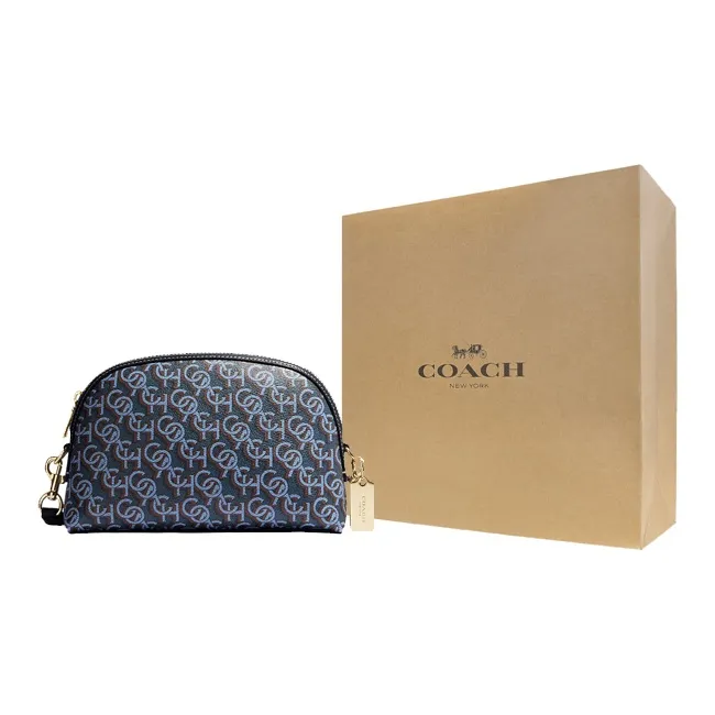 COACH Canvas With Leather Shoulder Bag, Crossbody Bag Medium Size Women's Marine Blue-0