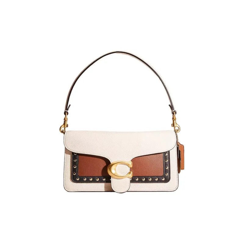COACH Tabby Polished Pebbled Leather Wine God Bag Handbag Shoulder Bag Women's Brass & Chalk-0