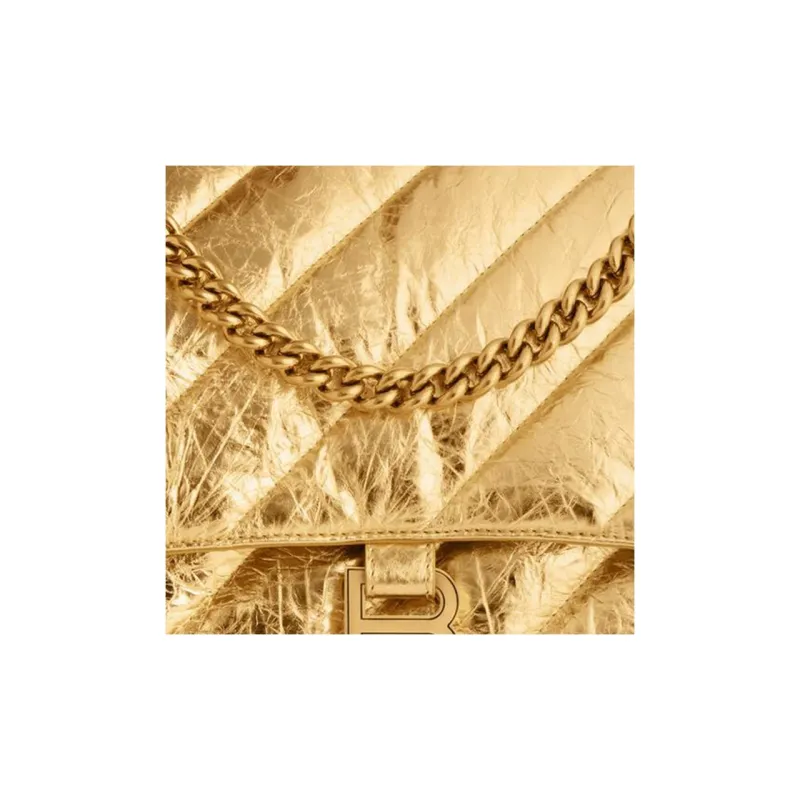 Balenciaga CRUSH Calfskin Handbag Shoulder Bag Women's Gold-5