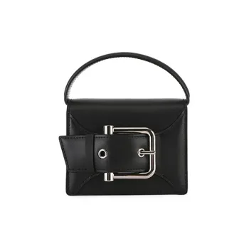 OSOI BELTED BROCLE_MICRO Cow Leather Crossbody Handbag Trumpets Women's Black