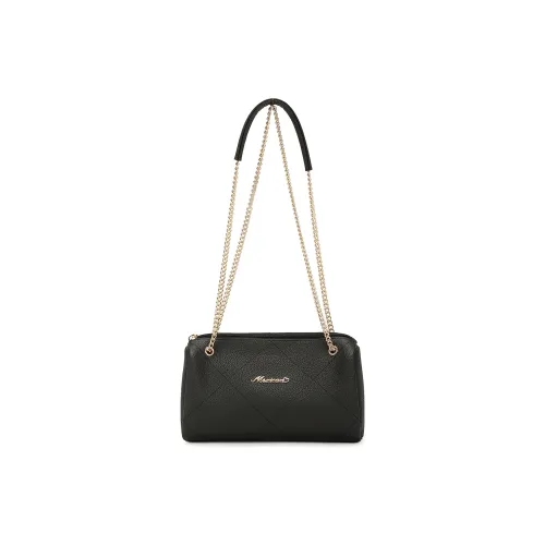 MEXICAN Top Grain Cow Leather Single Price Crossbody Bag Medium Size Women's Midnight Black/Windbreaker Gray