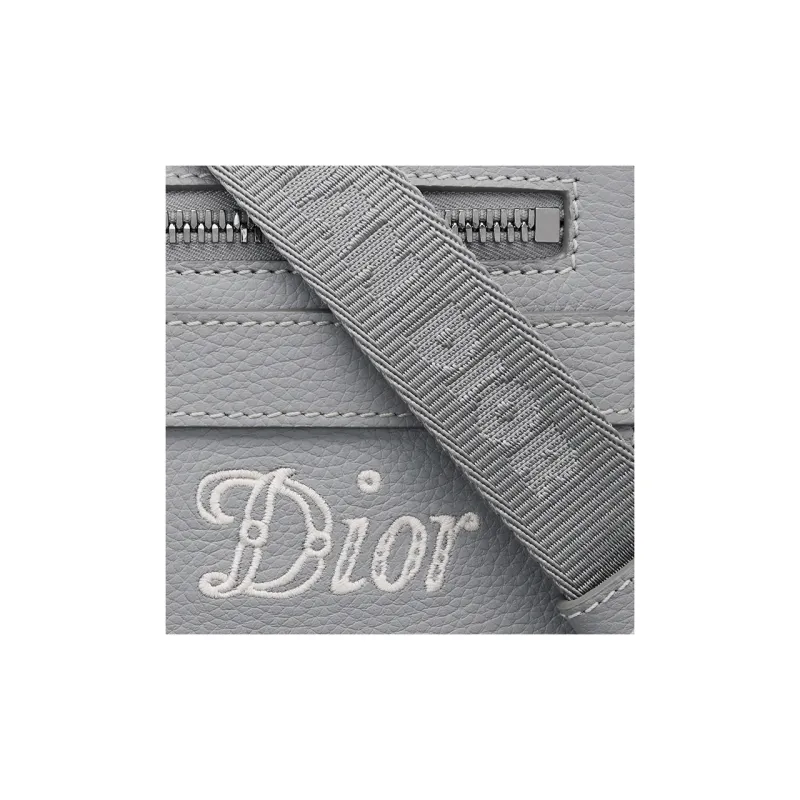 DIOR Grained Calfskin Messenger Bag Shoulder Bag Camera Bag Crossbody Bag Men's Gray-5