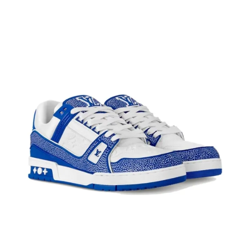 LOUIS VUITTON Trainer Abrasion Resistant Low Top Skateboard Shoes Men's Blue-2