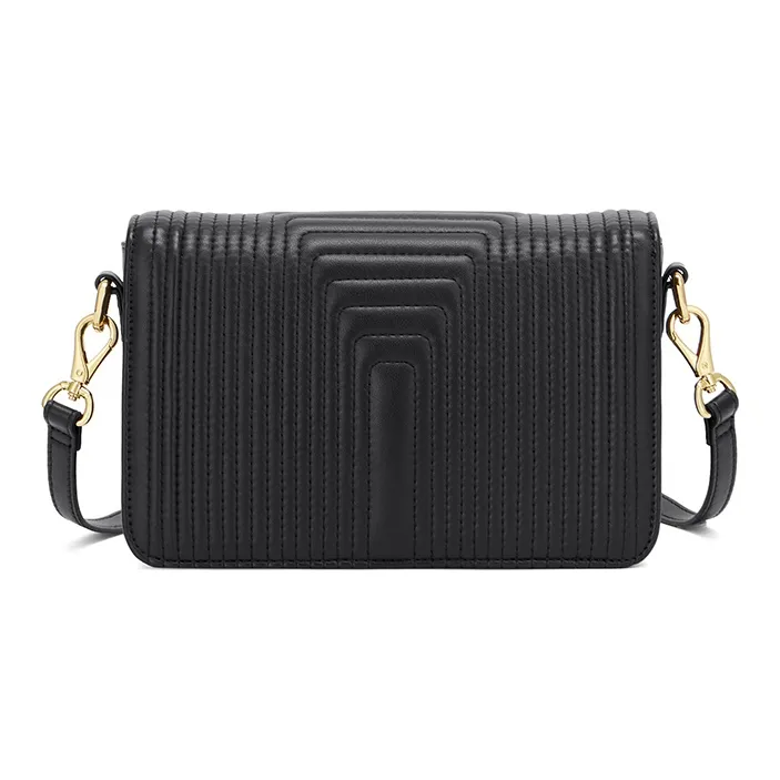 MAKEUP KITTEN Calfskin With Microfiber Crossbody Bag, Shoulder Bag, Small Square Bag Regular Women's Classic Black-3