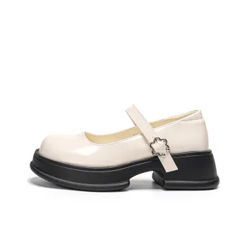 Warrior Chunky Heel Mary Jane Shoes Women's Beige