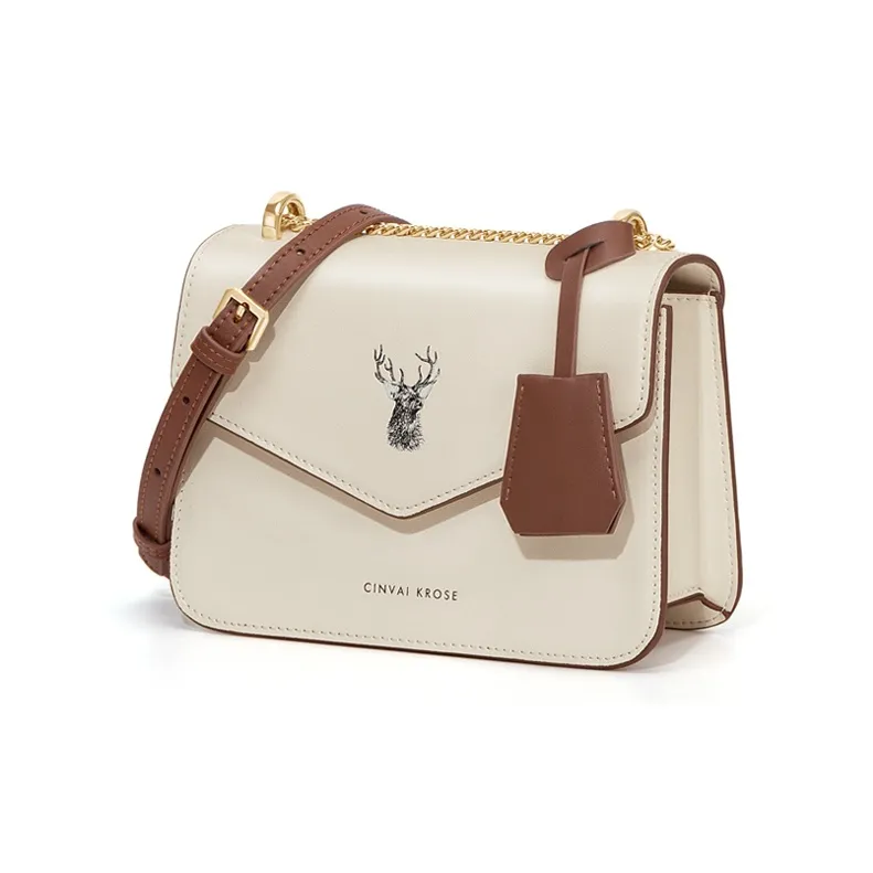 Simvay Clos Cow Leather With Synthetic Leather Shoulder Bag Crossbody Bag Underarm Small Square Bag Small Size Women's-7
