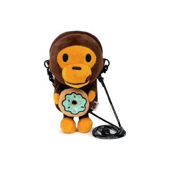 A BATHING APE Plush Cell Phone Pouch Crossbody Bag Shoulder Bag Unisex Brown