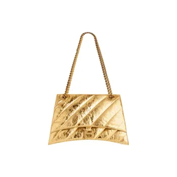 Balenciaga CRUSH Calfskin Handbag Shoulder Bag Women's Gold