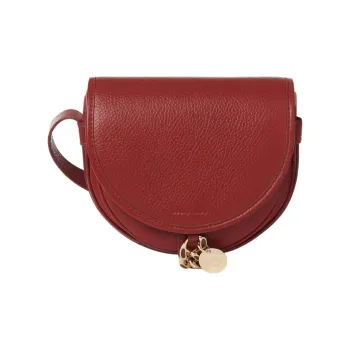 See By Chloe Shiny Grained Cow Leather Saddle Bag Shoulder Bag Crossbody Bag Small Size Women's Dreamy Red