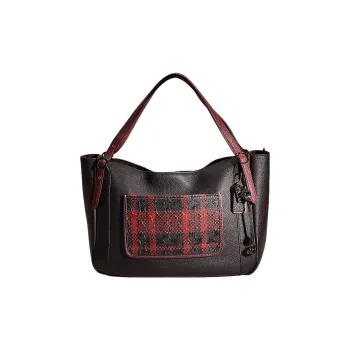 COACH Alana Eggstone Grain Leather Tote Bag Shopping Bag Handbag Shoulder Bag Large Size Women's Black