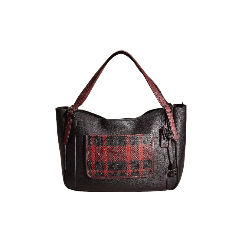 COACH Alana Eggstone Grain Leather Tote Bag Shopping Bag Handbag Shoulder Bag Large Size Women's Black-0