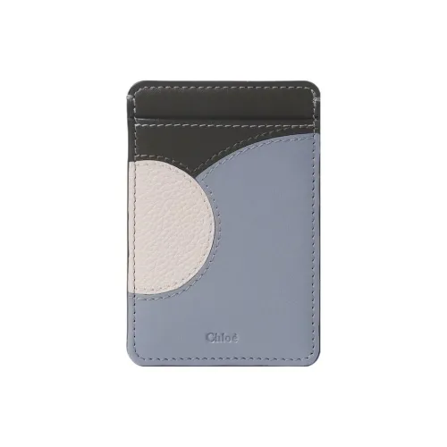 Chloe Grain Calfskin With Glossy Finish Calfskin Card Holder Women's Blue & Gray