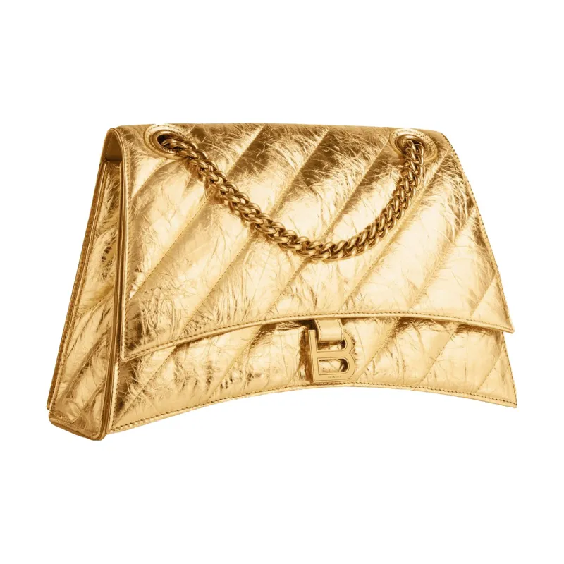 Balenciaga CRUSH Calfskin Handbag Shoulder Bag Women's Gold-2