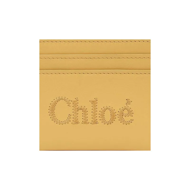 Chloe Bright Calfskin Card Holder Card Holder Women's Honey Gold-4