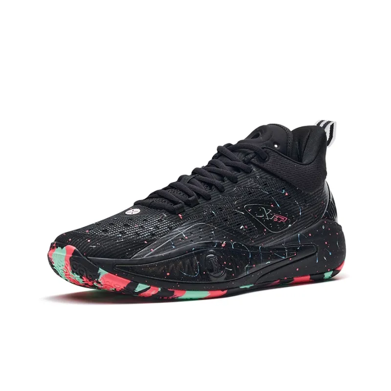 XTEP Blade 1 Cushioning Low Top Basketball Shoes Men's Black Red-1