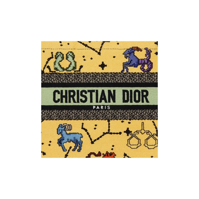 DIOR BookTote Embroidery Tote Bag Shopping Bag Shoulder Bag Handbag Small Size Women's Yellow-4