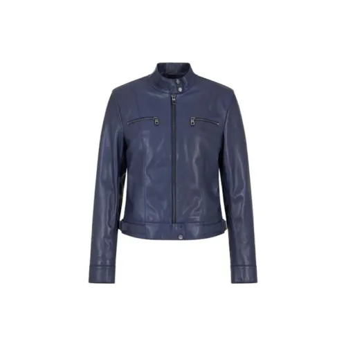 EMPORIO ARMANI Leather Jackets Women's Blue