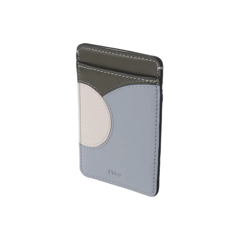 Chloe Grain Calfskin With Glossy Finish Calfskin Card Holder Women's Blue & Gray-1