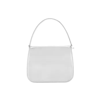 FERRAGAMO Layered Calfskin Handbag Women's Silver