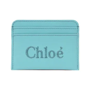 Chloe Bright Calfskin Card Holder Card Holder Women's Aqua Blue