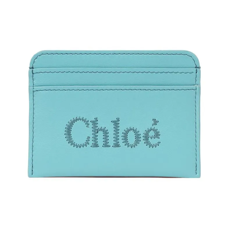 Chloe Bright Calfskin Card Holder Card Holder Women's Aqua Blue-0