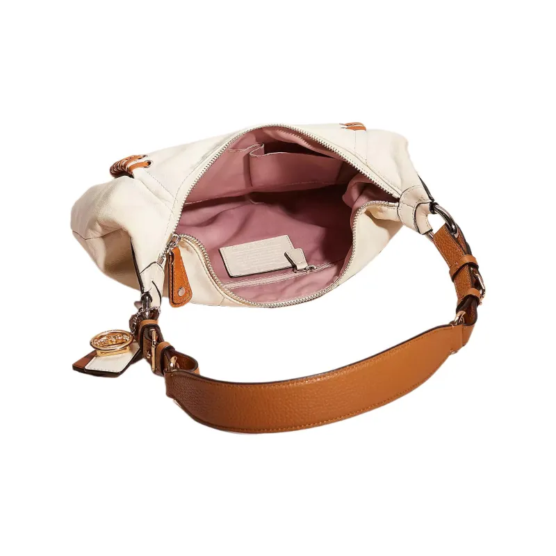 COACH Kristin Leather Hobo Bag, Handbag, Shoulder Bag Large Size Women's Silver & White-2