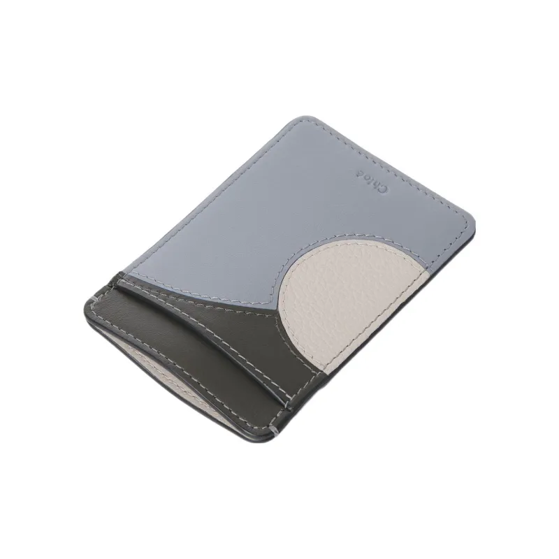 Chloe Grain Calfskin With Glossy Finish Calfskin Card Holder Women's Blue & Gray-3