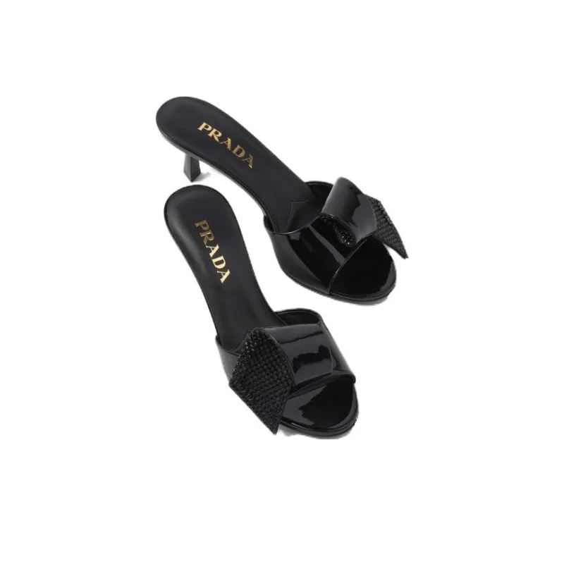 PRADA Slide Slippers 4.5cm Women's Black-4
