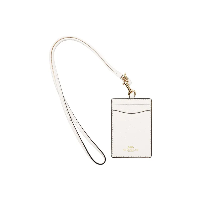 COACH Lanyard PVC Leather Card Holder Regular Women's White-0