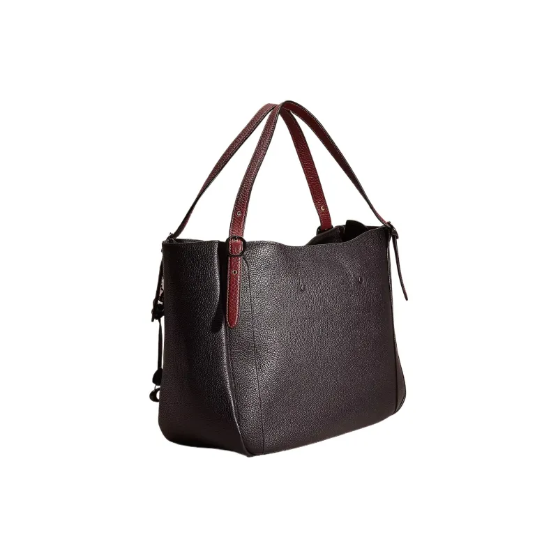 COACH Alana Eggstone Grain Leather Tote Bag Shopping Bag Handbag Shoulder Bag Large Size Women's Black-1