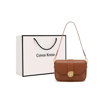 Simvay Clos Cowhide With Microfiber Small Square Bag Crossbody Bag Shoulder Bag Small Size Women's Coffee/Apricot