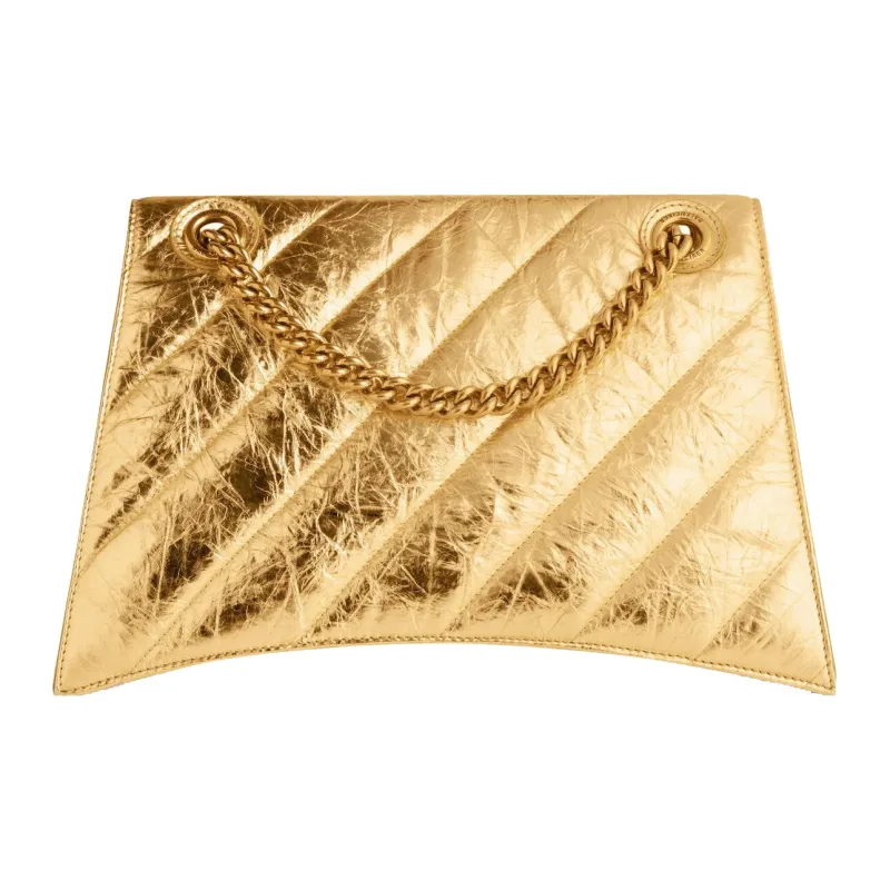 Balenciaga CRUSH Calfskin Handbag Shoulder Bag Women's Gold-4