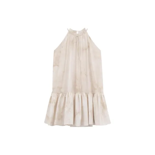 OYANXI Sleeveless Dresses Women's Smudge-Prone Latte