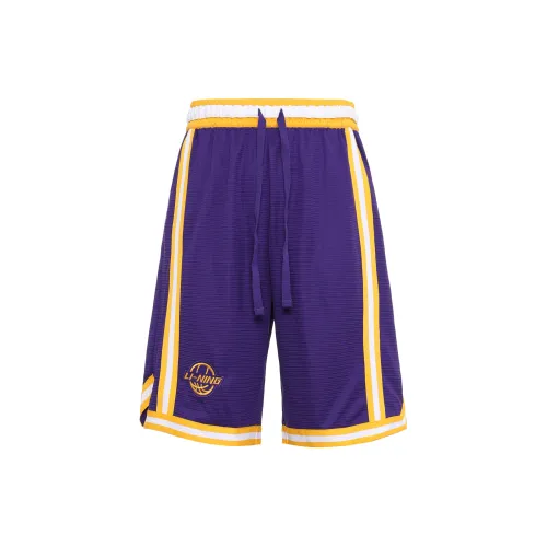 LINING Sports Basketball Collection Basketball Shorts Men Lakers Purple